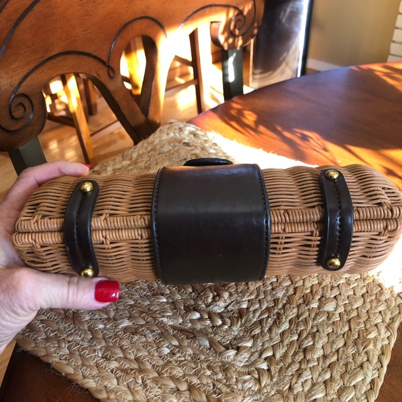 Brown Leather and Straw Clutch/Handbag - Picture 7 of 12